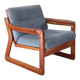 Scandinavian armchair in teak Komfor, blue-grey fabric, 1960s, sled base (2 available)