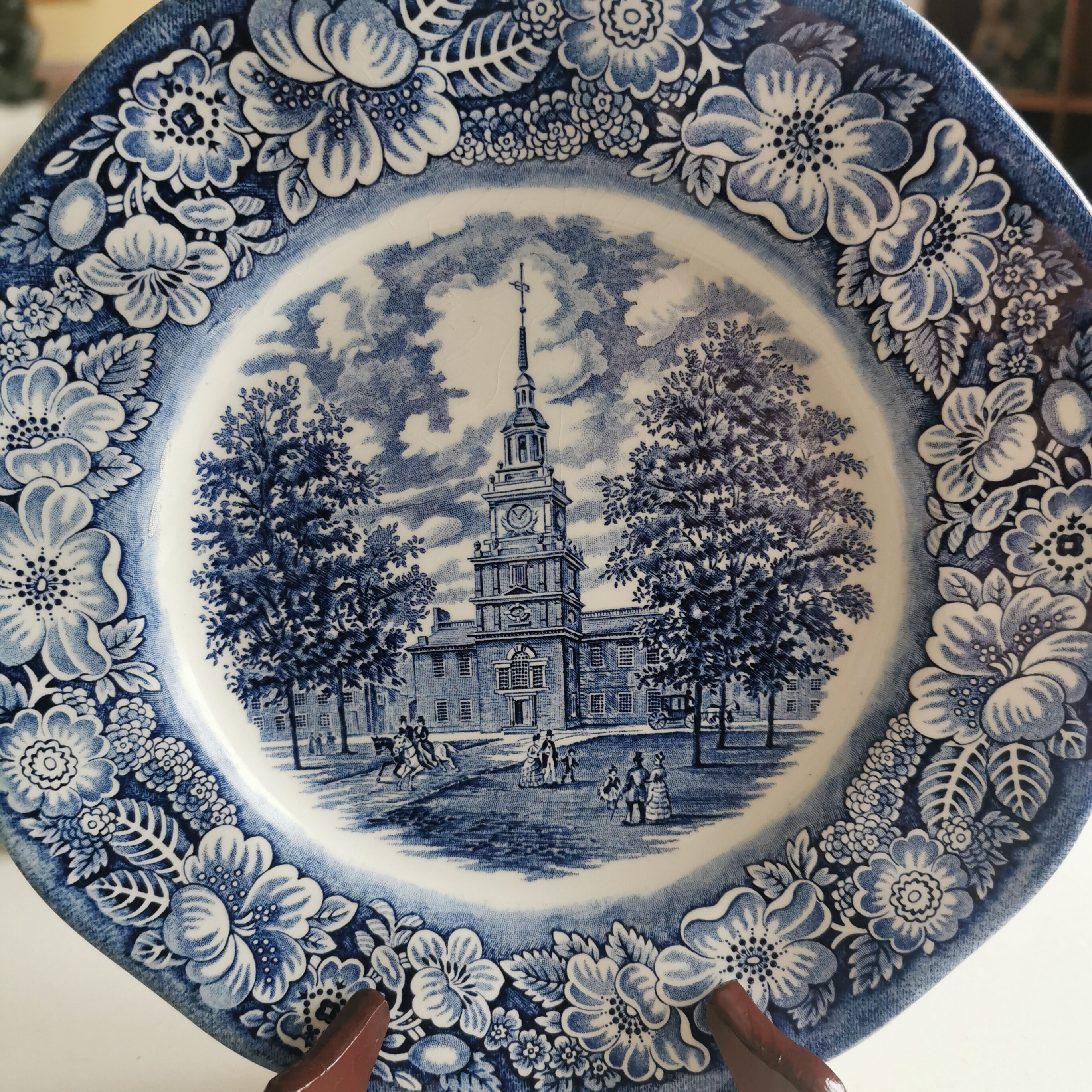 Antique Staffordshire Ironstone flat plate. “Liberty Blue” model. English manufacturing