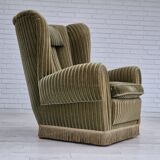 1960s, Danish highback relax armchair, original condition, green furniture velour.