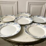 set of 6 flat plates in Terre de Fer K&G Lunéville model "Angèle" late nineteenth