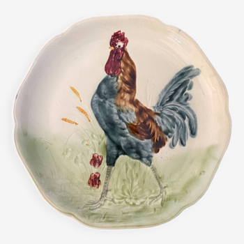 19th Century Plate Choisy Le Roi Majolica Rooster Decor