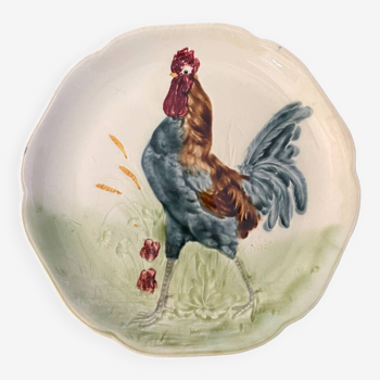 Assiette du 19ème siècle Choisy Le Roi Majolica Décor Coq