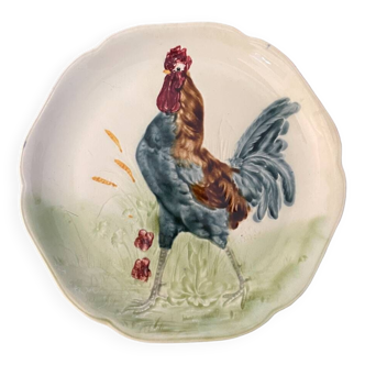 19th Century Plate Choisy Le Roi Majolica Rooster Decor