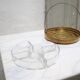 Vintage aperitif serving tray in brass and glass