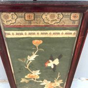 Framed Chinese Silk Embroidery Panel with Bird and Blossoms