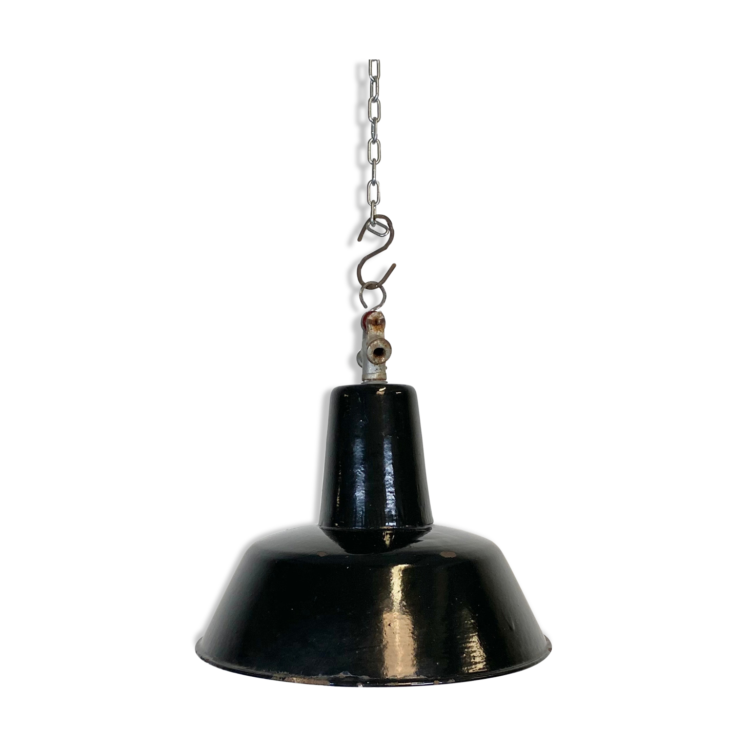 Vintage Black Industrial Ceiling Lamp, 1930s