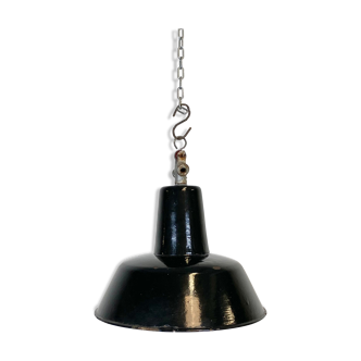 Vintage Black Industrial Ceiling Lamp, 1930s