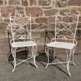 pair of garden chairs wrought iron vintage french iron chairs 1970 - 80