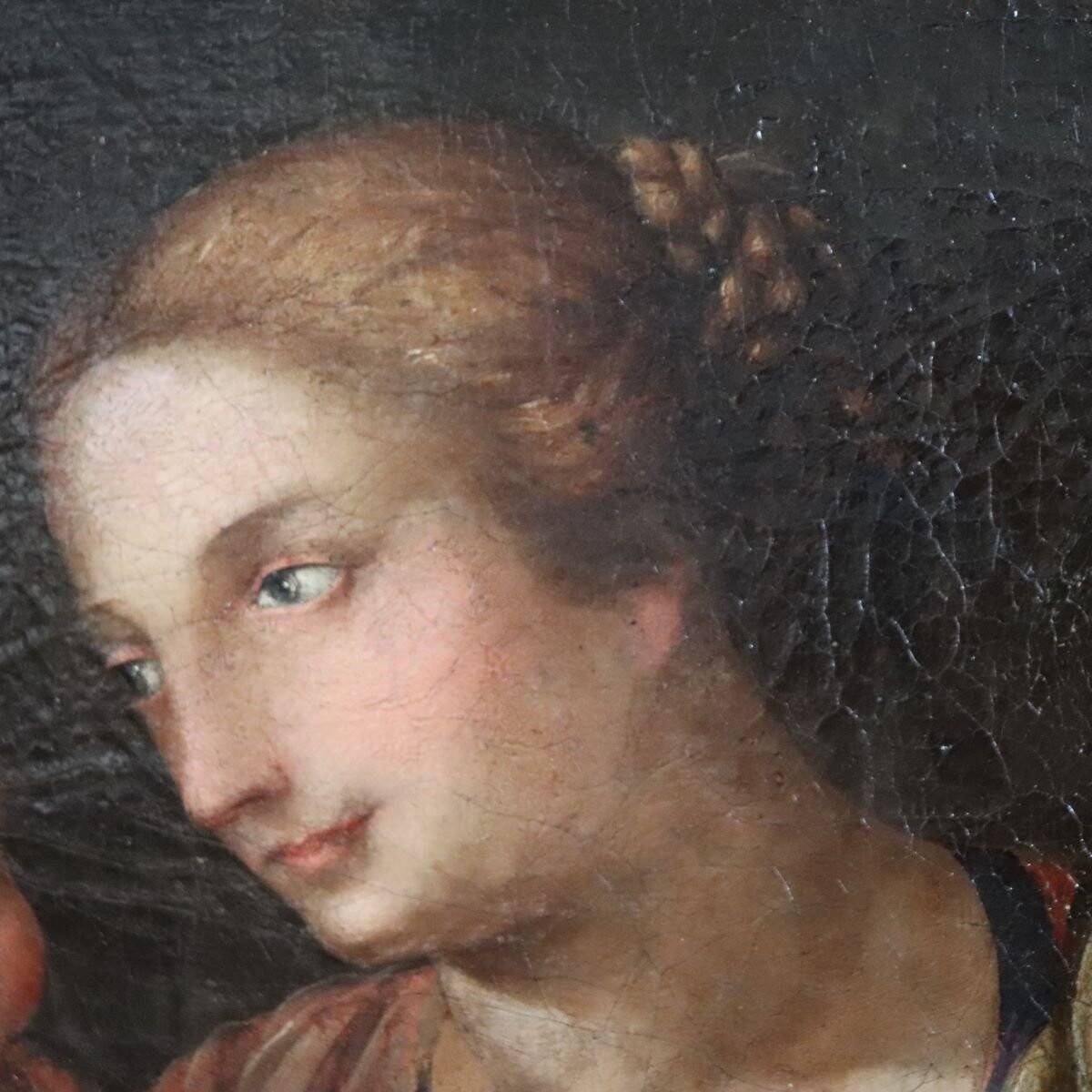 Antique Religious Oil Painting On Canvas, Italy, 18th Century