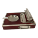 2211869 Vintage, necessary smoker ashtray silver metal red wood circa 1940