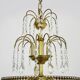 Chandelier, brass crown ceiling light, 5 floors, 3 lights, glass pendants. 60s