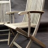 3 vintage folding garden chairs made of River Han teak