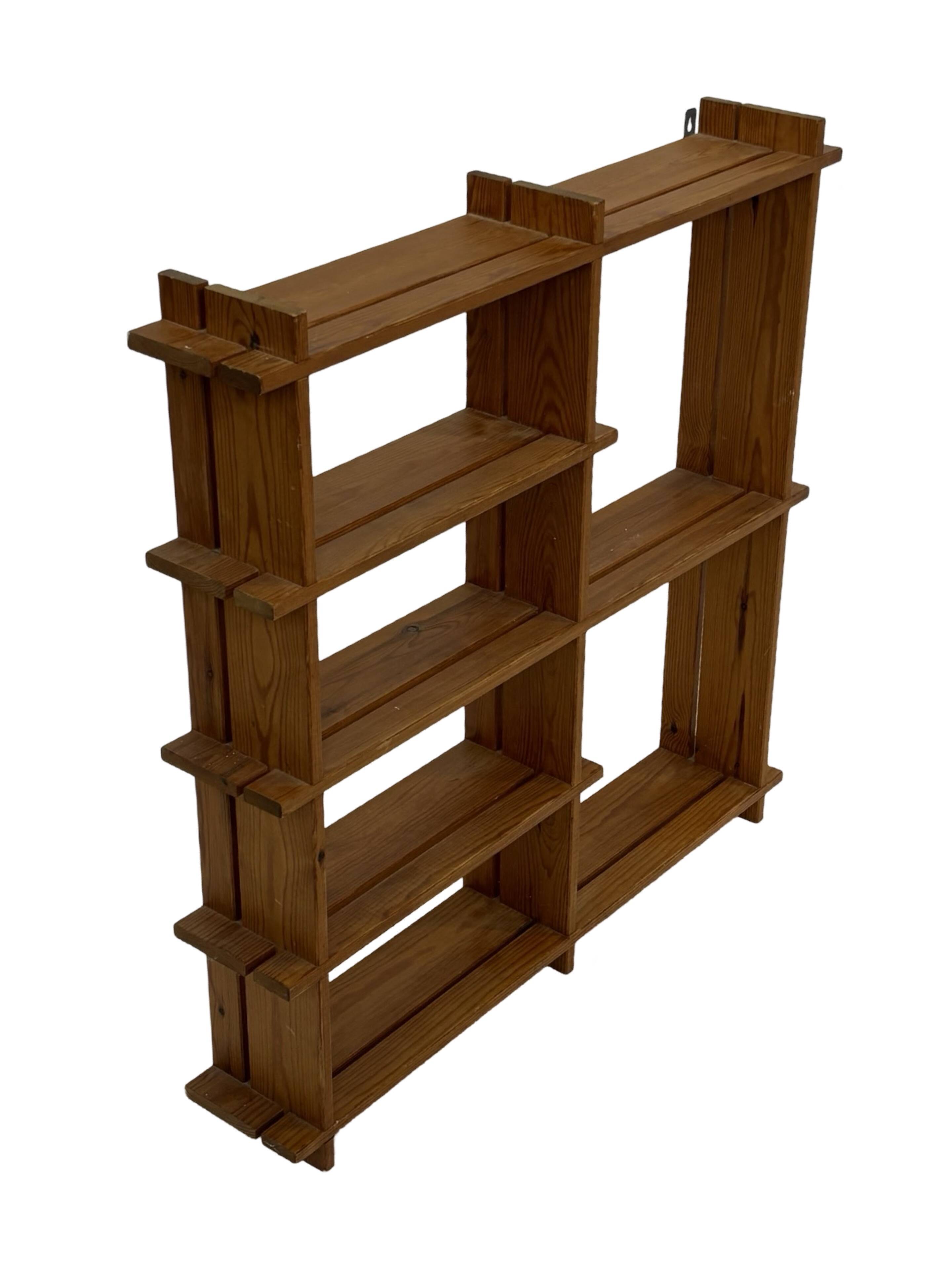 Vintage Wall shelf rack Pine wood 70s design