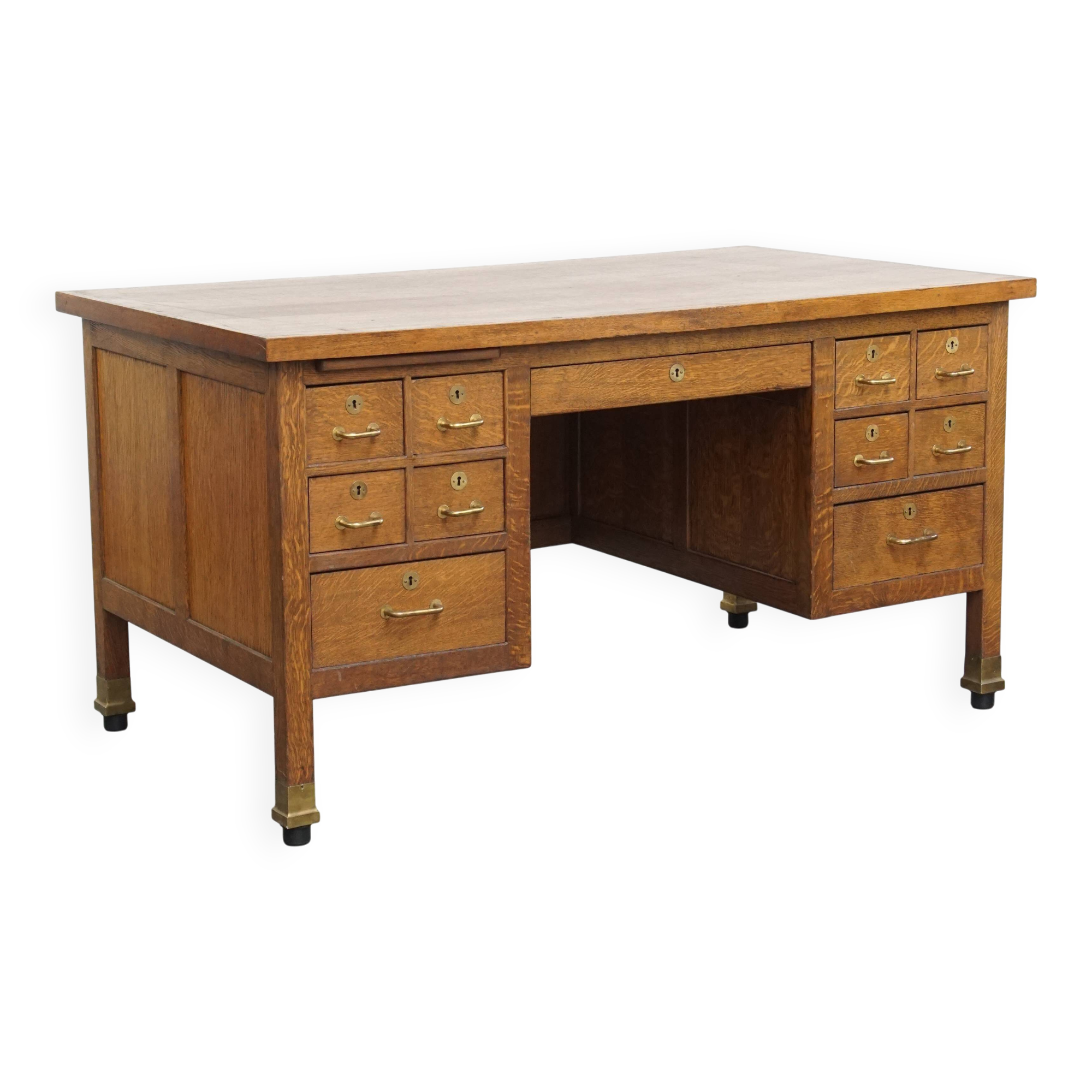 Bureau Art Déco ancien du début du XXe siècle, en chêne