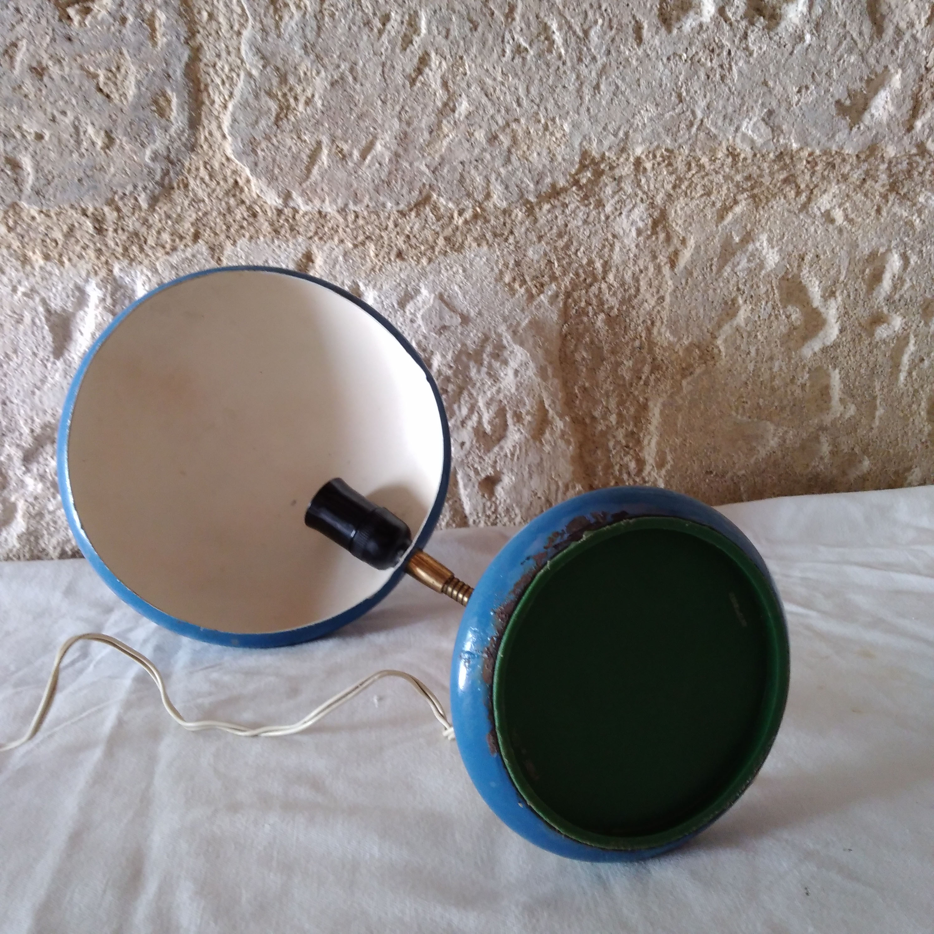 Italian blue metal desk lamp 1960