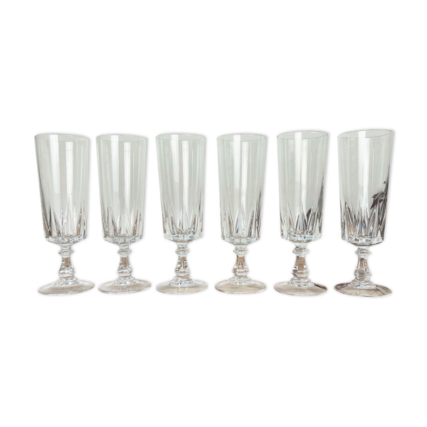 6 flûtes à champagne cristal d'Arques modèle Louvre