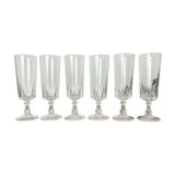 6 Arques crystal champagne flutes, Louvre model