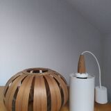 Scandinavian pendant light, wood veneer. 1960s