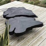 Table basse bois brûlé