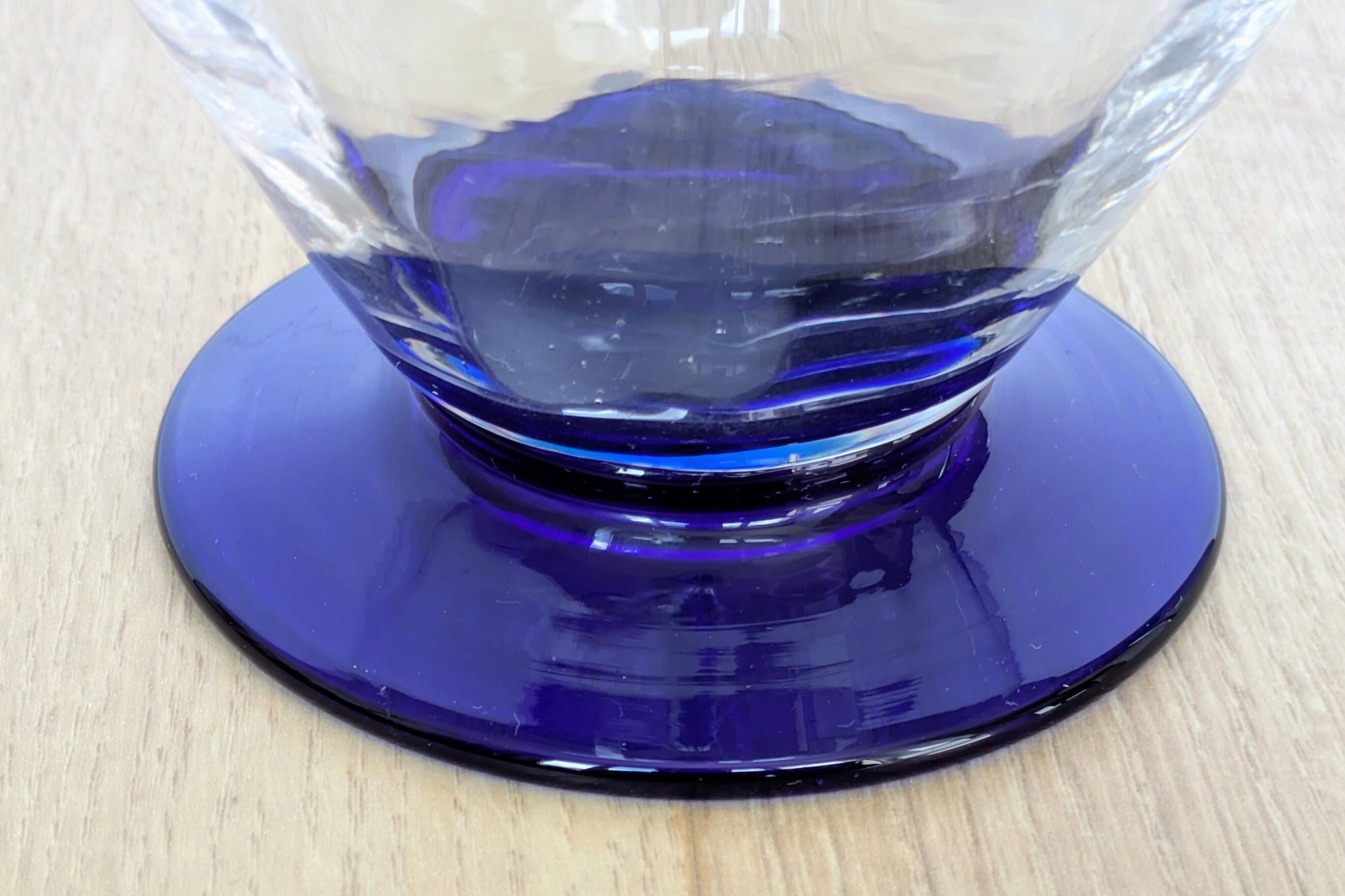 Elegant Two-Tone Carafe - Blown Glass White & Cobalt Blue - Murano Style