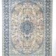 Tapis Persan Vintage Tissé Main, Motif Floral, Laine Beige & Bleu,301x414Cm