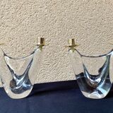 Pair of candlestick crystal Schneider France vintage 60s tbe