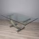 VINTAGE METAL, BRASS, AND GLASS TABLE BY RENATO ZEVI, 1970S