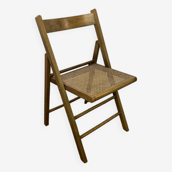 Vintage wooden and cane folding chair