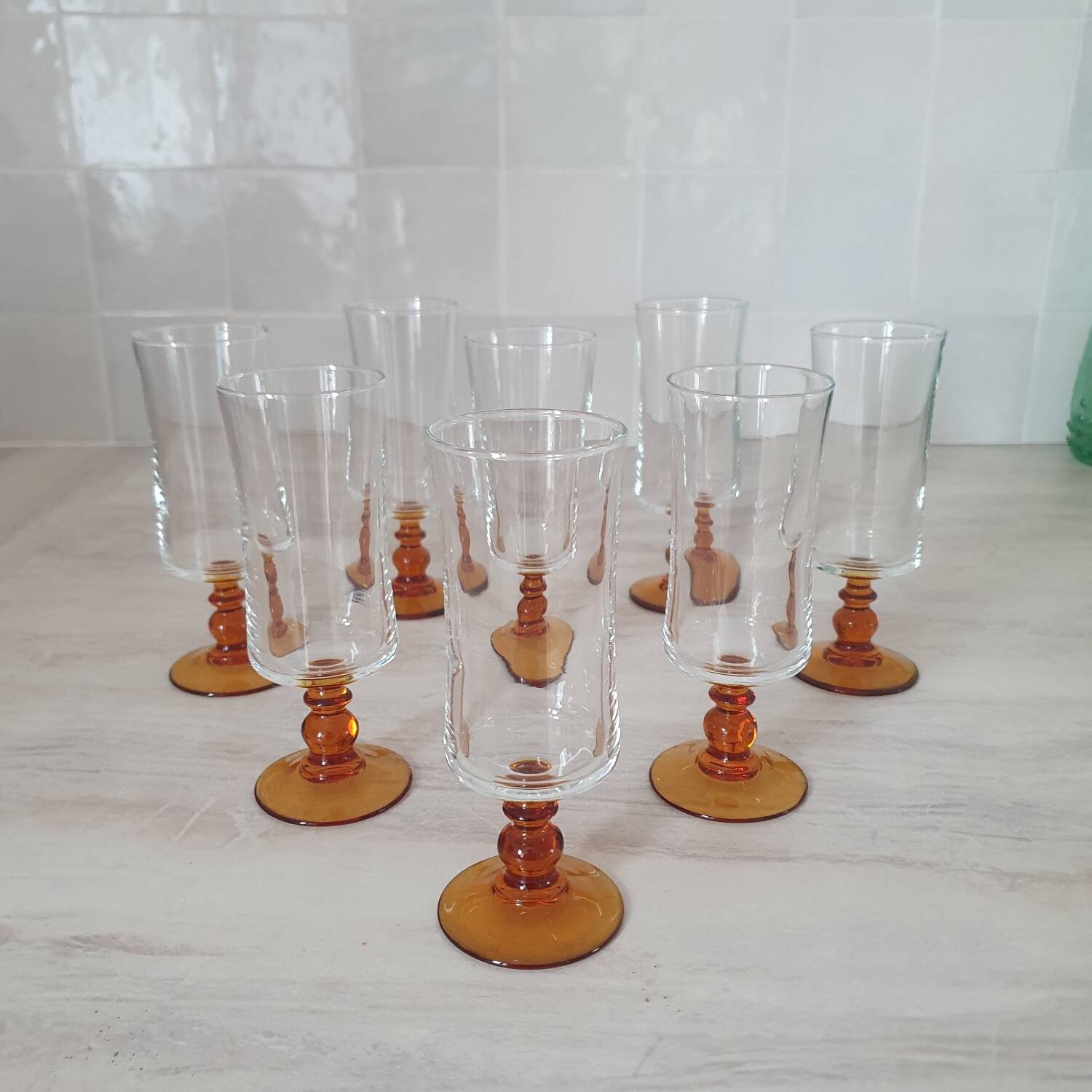 Luminarc amber stemmed glasses