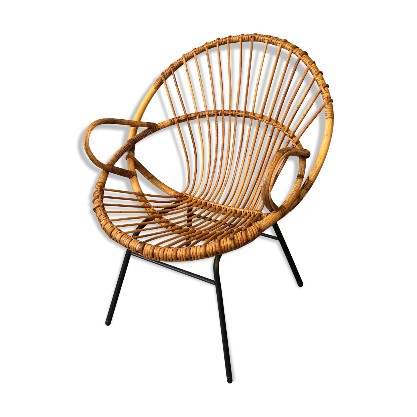 Rattan armchair 50s