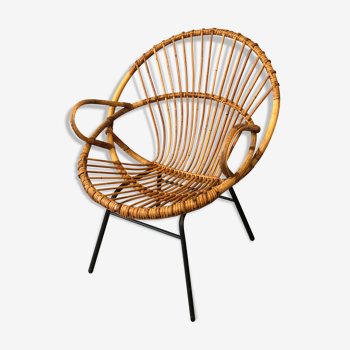 Rattan armchair 50s