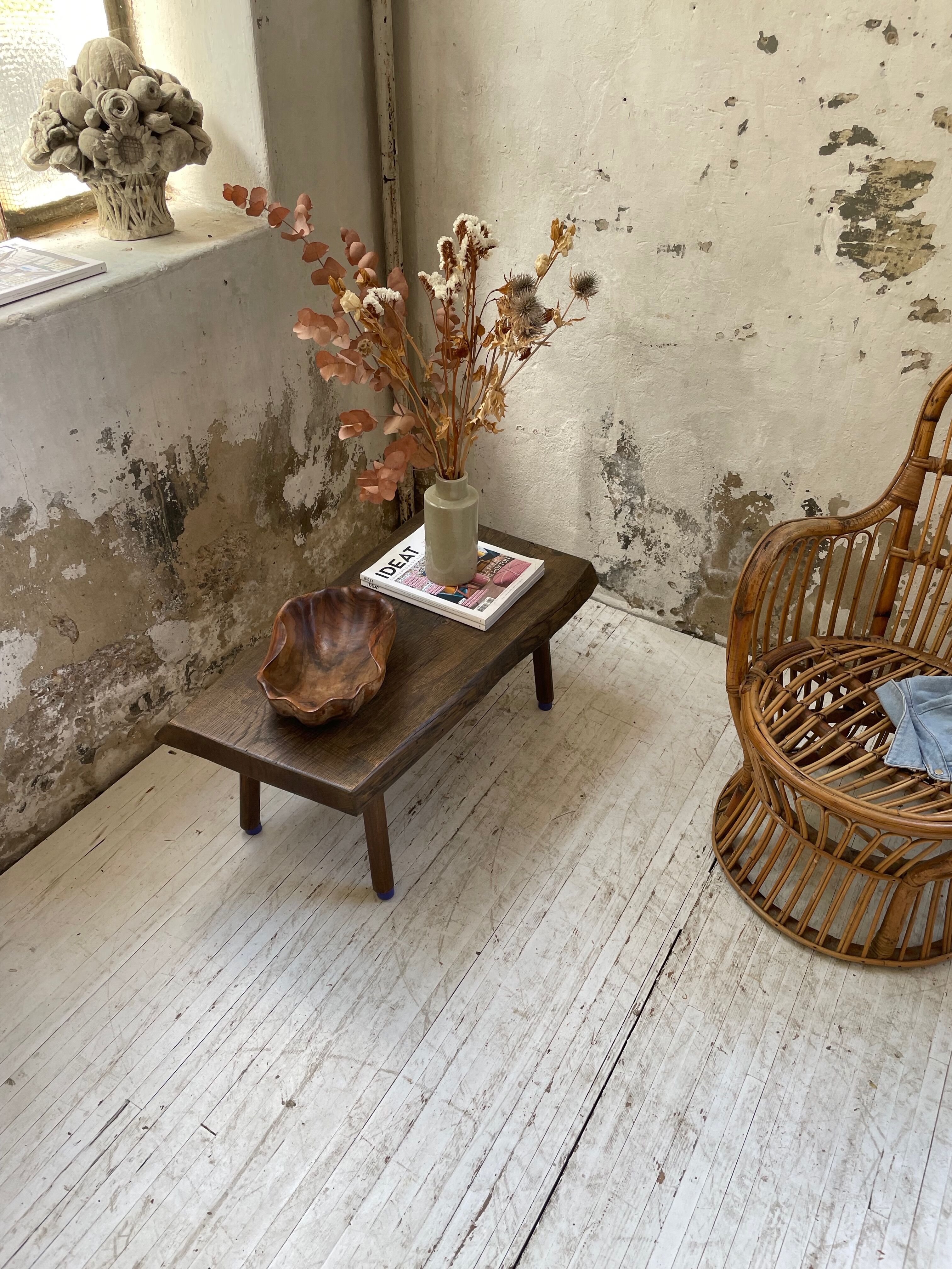 Brutalist oak coffee table