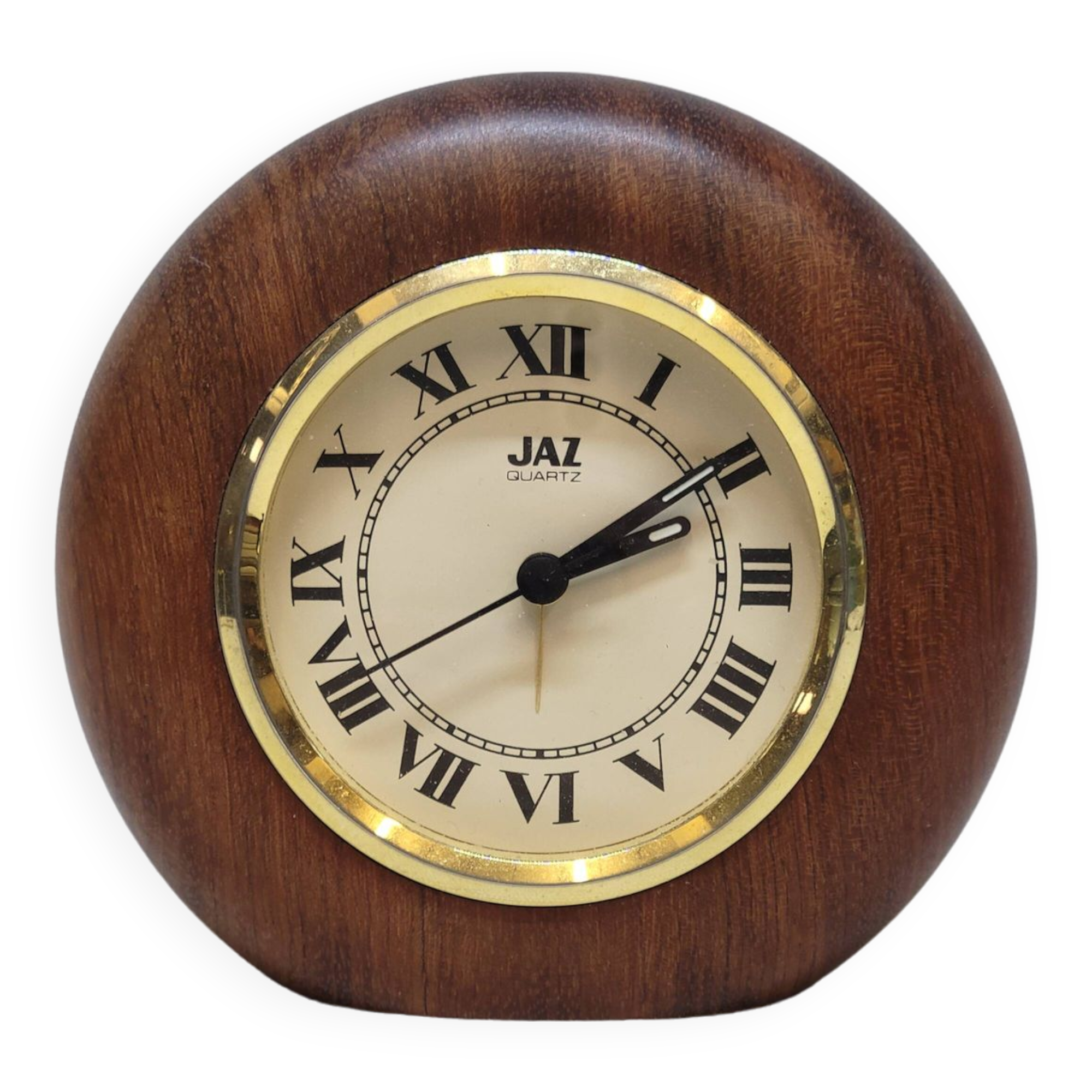 Jaz Quartz Alarm Clock In Wood And Gold Dial