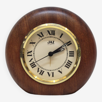 Jaz Quartz Alarm Clock In Wood And Gold Dial
