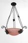 Suspension en fer forgé, vasque rose à décor floral, Art Deco, Circa 1930