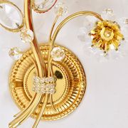 Pair of wall sconces flower in crystal with gilded brass by Ernst Palme, Palwa Germany, 1970s.