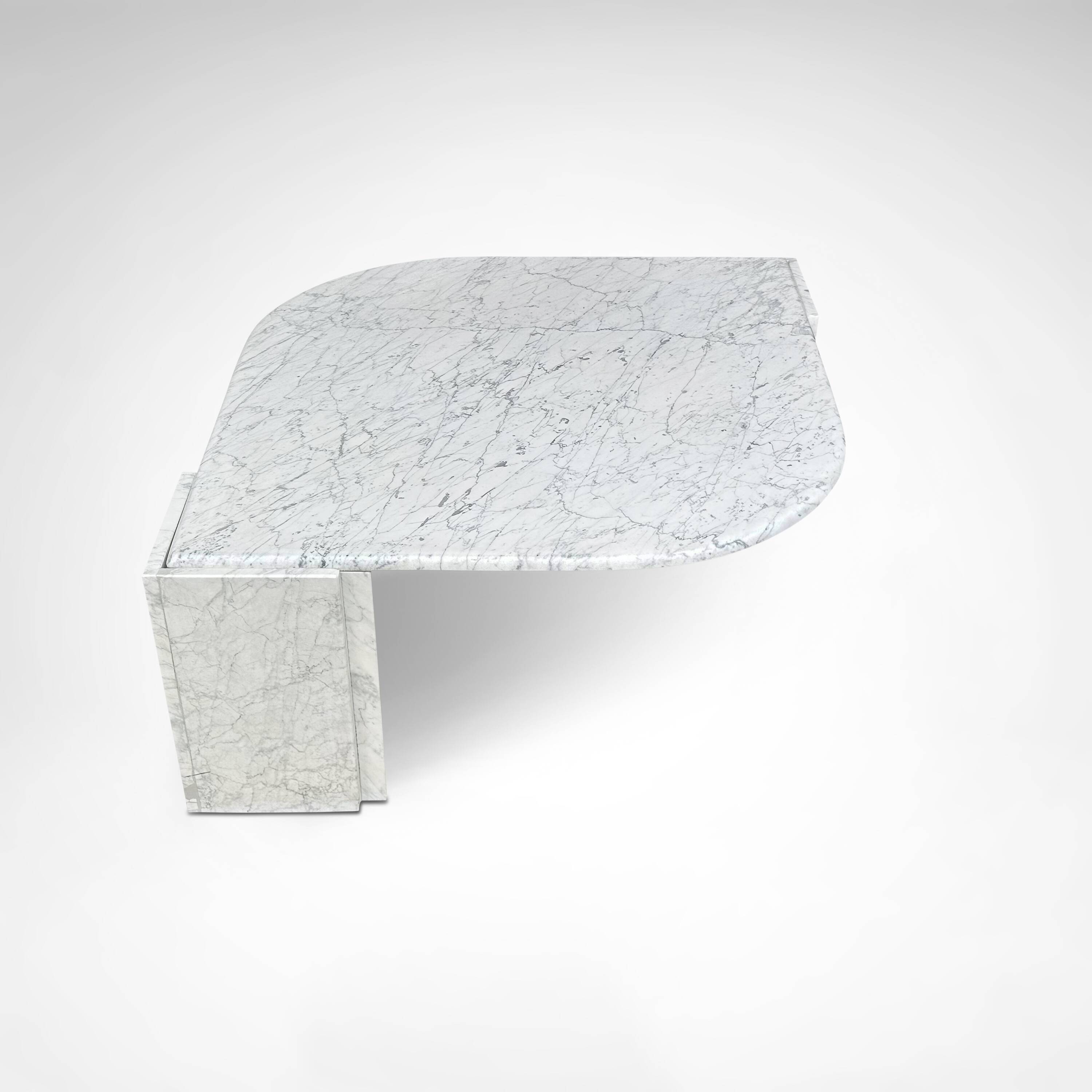 Carrara marble teardrop coffee table Germany 1980s
