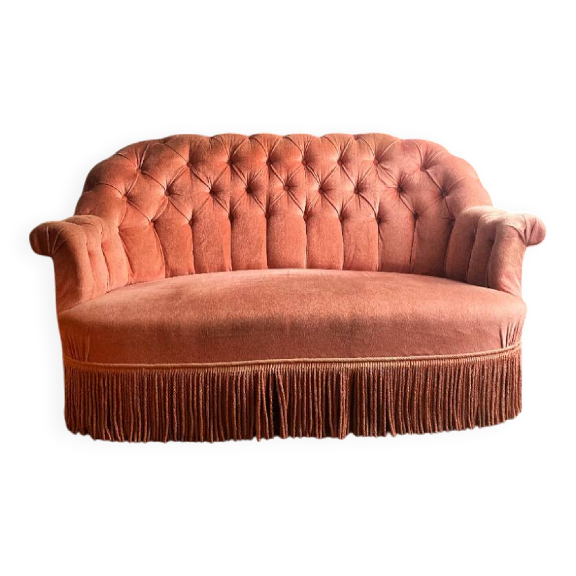 Pink velvet toad sofa