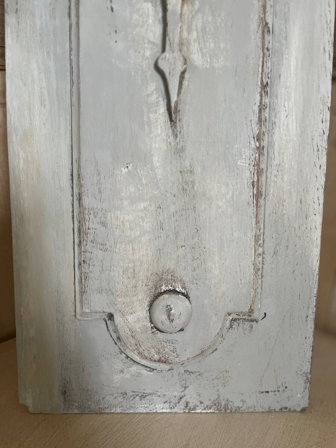 Old-fashioned patinated wooden pediment