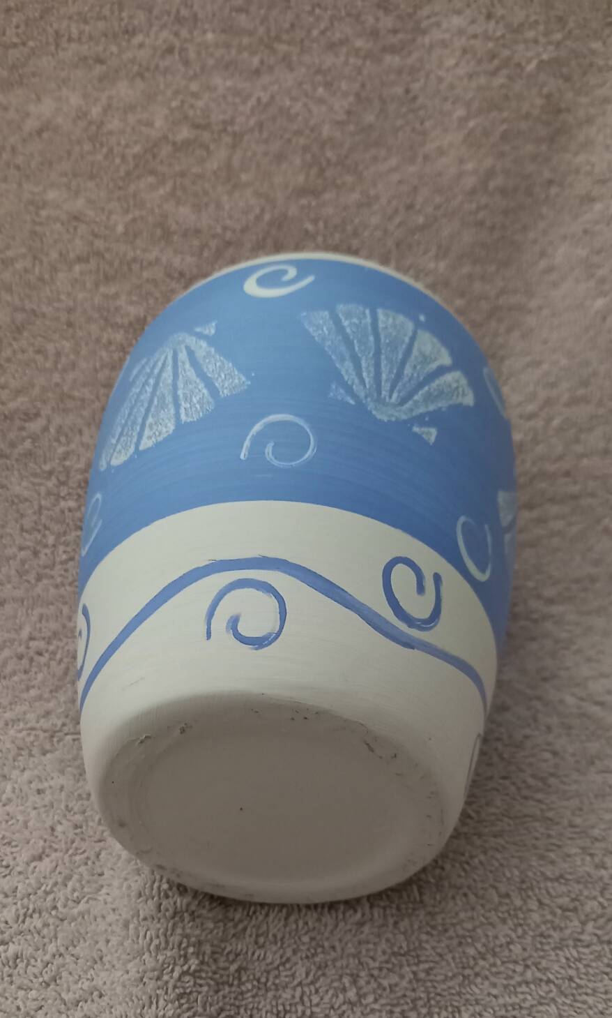 blue ceramic vase seaside shell decor