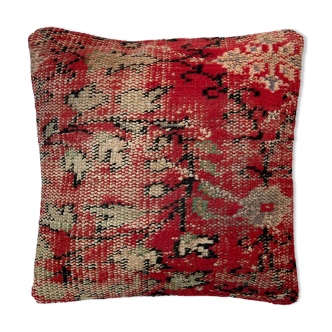 Vintage Turkish hand knotted cushion cover, 45 x 45 cm