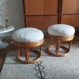 Pair of vintage rattan stools
