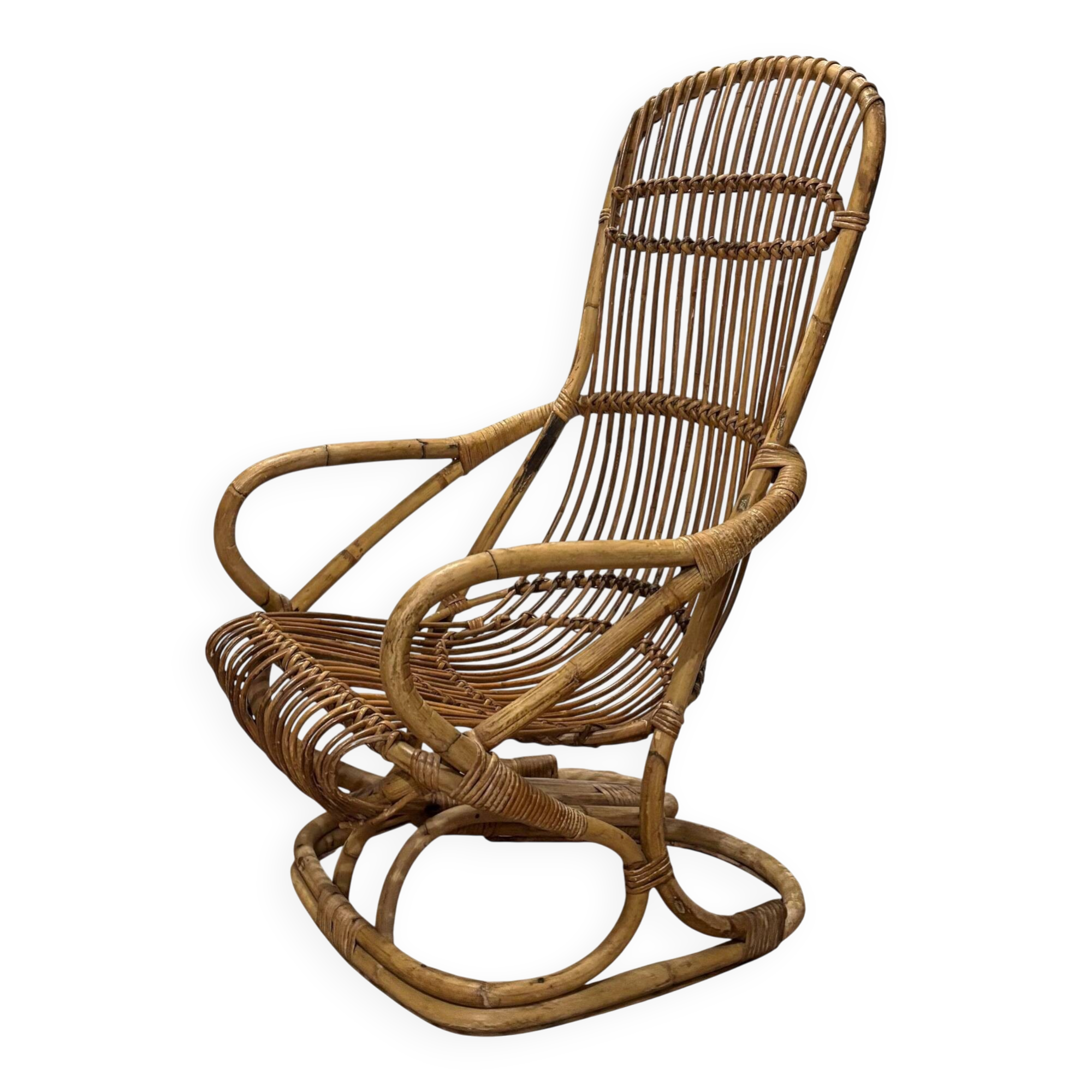 Fauteuil en rotin années 60