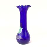 Rooster enamelled glass vase