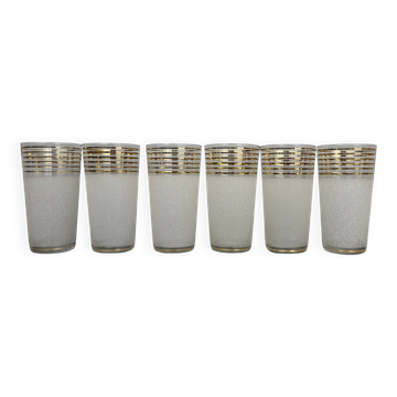 6 water glasses / frosted orangeade glasses