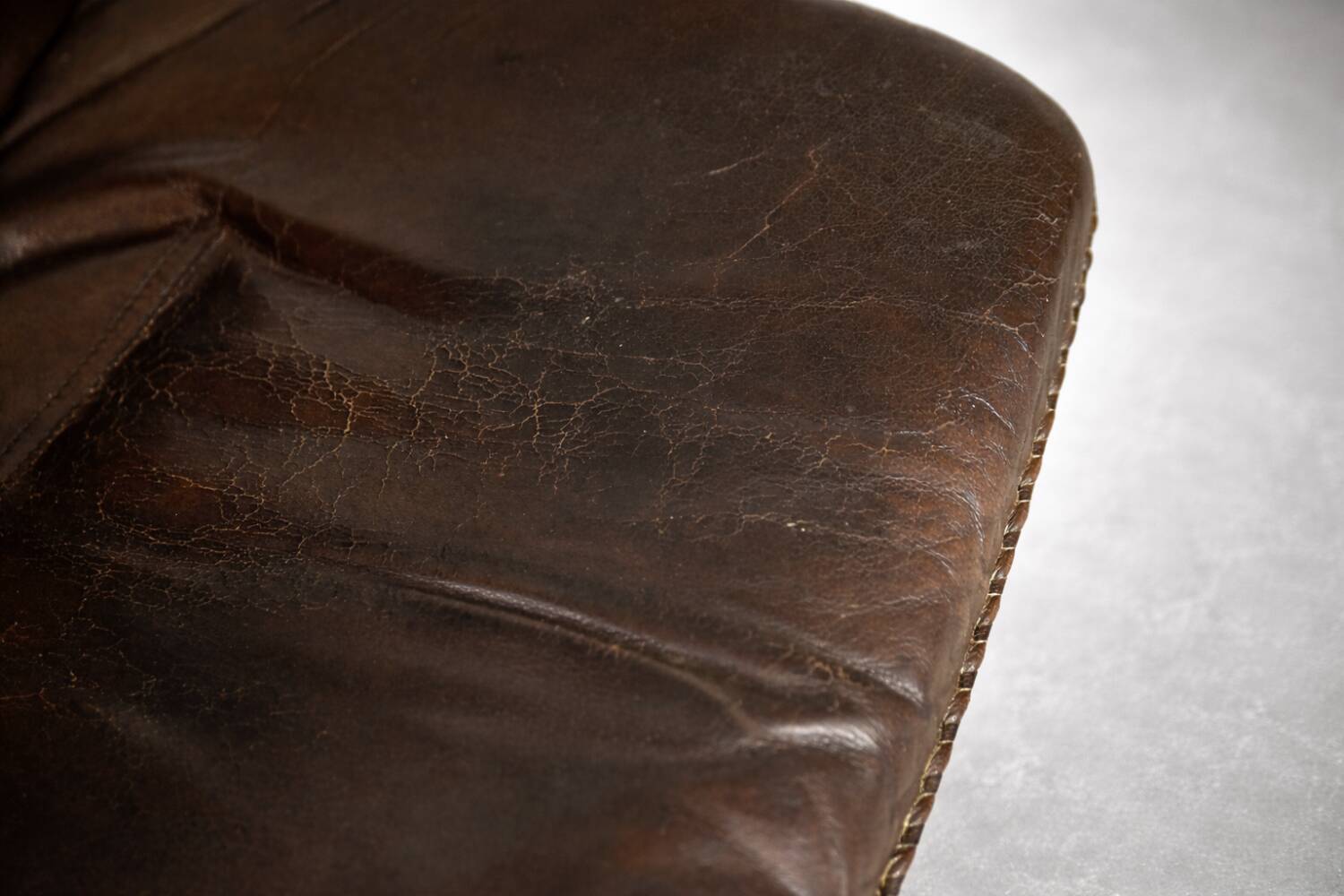 Vintage Mid-Century Danish Modern Leather Adjustable Easy Chair and Ottoman