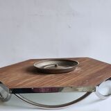 English Art Deco chrome and mirror Lazy Susan revolving server