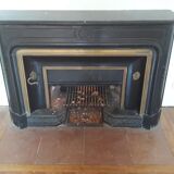 Fireplace XVIII° black marble louis XIV style with narrowed and floor slabs