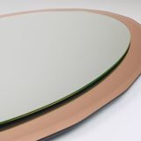 Cristal Arte Pink Oval Rosé Mid-Century Wall Mirror, Italy, 1960s