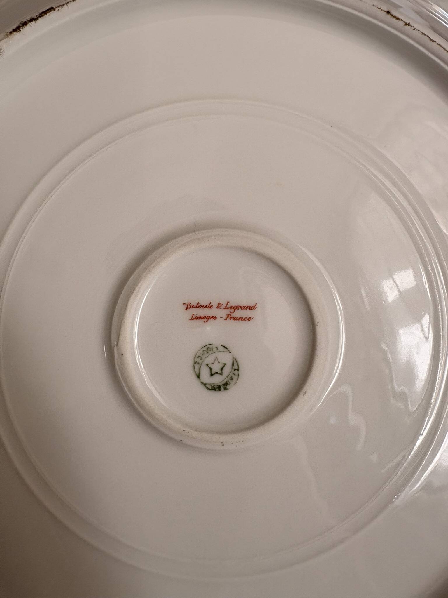 Large Plate 29 cm Salad Bowl Limoges Porcelain Blue Gold Betoule & Legrand